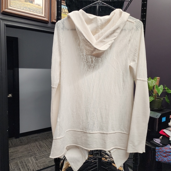 PRANA Graceful Open Front Hooded Lightweight Cardigan Cream XS - Picture 4 of 5